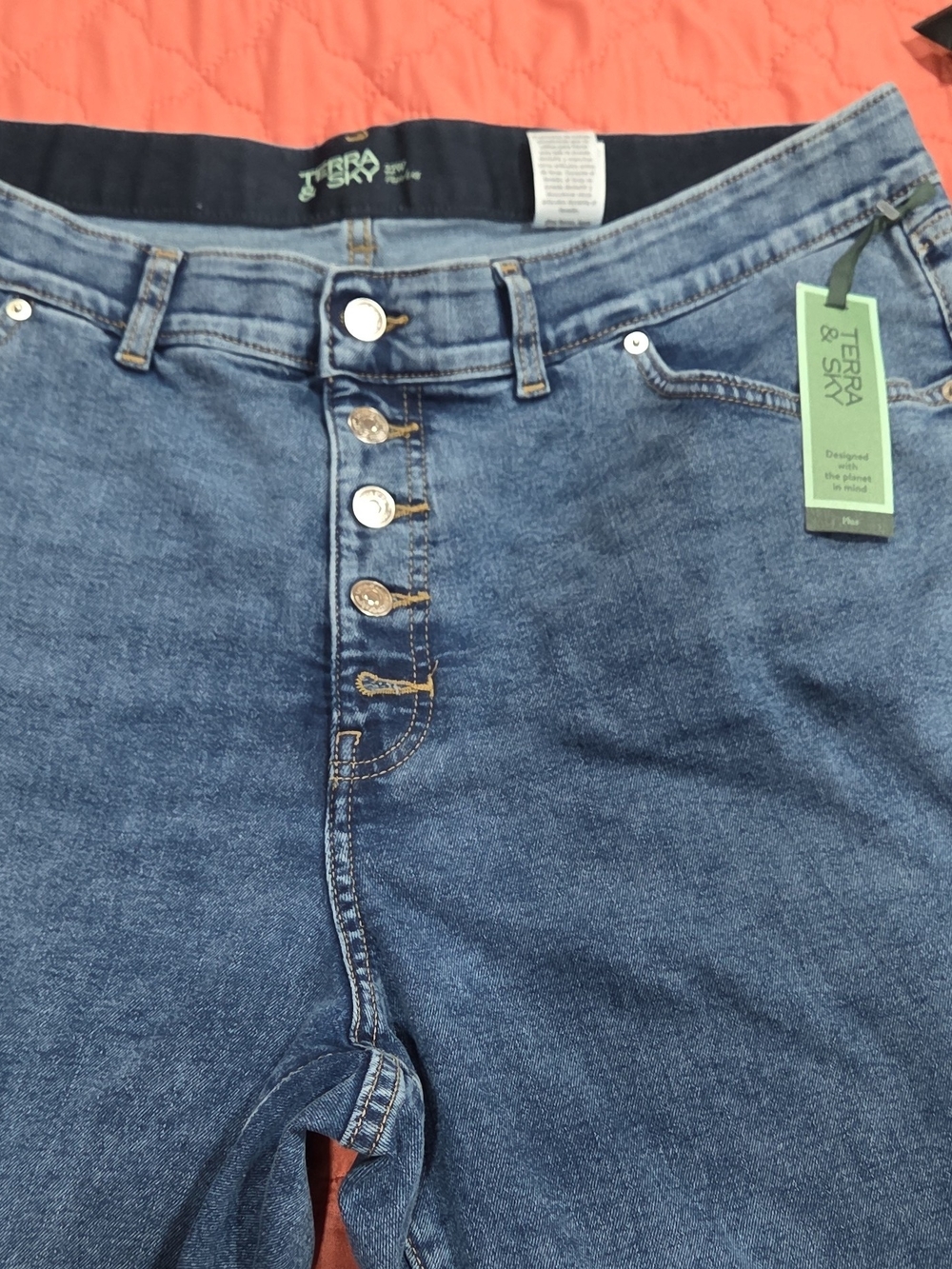 Terra & Sky Women’s Slim Straight Jeans in Blue